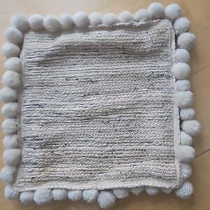 ANTHROPOLOGIE  JUTE‎ THROW PILLOW COVER  CASE SHAM POM POM IVORY 22" X 22"